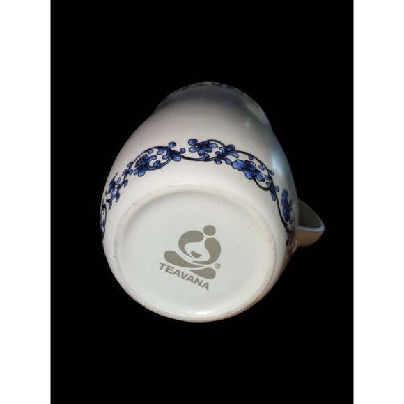 Teavana Tea Cup Mug WITH Lid & Infuser Blue  White Gold 12 oz - Picture 5 of 6